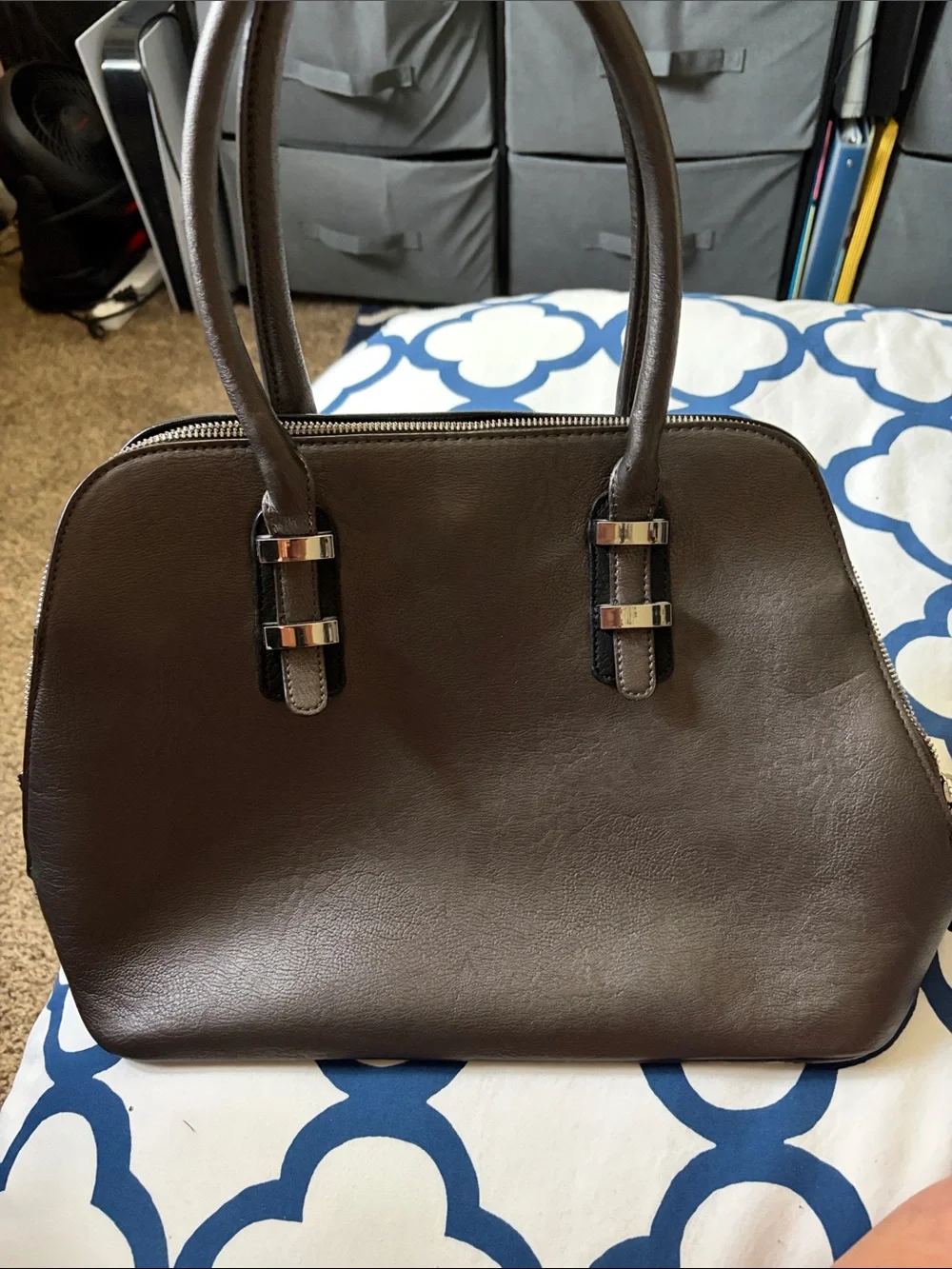 Classic Brown Women's Leather Satchel Handbag